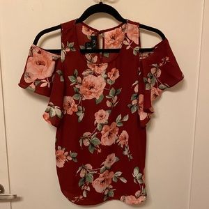 BCX red flower dress shirt